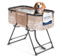 SereneLife Vasca da Bagno per Cani in Acciaio Inox, Altezza Regolabile 86 cm, Tubo di Scarico e Tasche Portaoggetti, Cani Accessori, Perfetto per Il Cane e Altri Animali