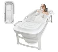 SereneLife Vasca da Bagno Portatile per Adulti, 150 x 60 x 58 cm, Spa Portatile Domestica, Relax Pieghevole con Coperchio, Vassoio, Borsa e Tubo di Scarico, Antiscivolo, Leggera, Uso Interno, Esterno