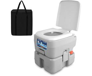 SereneLife WC Toilette Portatile, WC Bagno con Scarico a Pistone ad Acqua, WC da Campeggio e Escursioni, Toilette da Viaggio, WC con Copertura e Serbatoio di Raccolta Rifiuti da 20 Litri