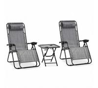 SereneLife Zero Gravity - Set di 2 sedie da salotto regolabili per esterni, con tavolino, portabicchieri, cuscini rimovibili, patio portatile pieghevole, cortile, piscina, spiaggia, campeggio, colore