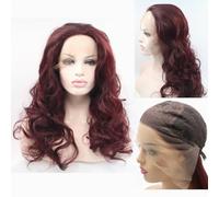 SERENEWIG Parrucca sintetica con pizzo frontale, colore bordeaux, 33 x 7,6 cm, 99J, colore rosso vino, per feste, appuntamenti, uso quotidiano, Natale, aspetto naturale, 66 cm, fibra resistente al