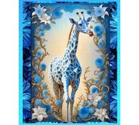 SERENGETI GIRAFFE COMPOSITION NOTEBOOK Diary Journal Workbook -Blue Ice Floral- Africa Wildlife Wild Animal Nature Art Lover Gift: ֍7.25x9.5 Wide ... Homeschool High School Ivy League University