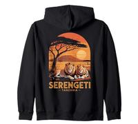 Serengeti Tanzania Safari Africano Tramonto e Leoni Felpa con Cappuccio