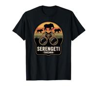 Serengeti Tanzania Safari Binocolo Leone ed Elefanti Maglietta