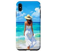 Serenità a piedi nudi Una donna cammina sulla spiaggia Custodia per iPhone XS Max