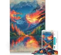 Serenità Radiosa︰ Tramonto sulle Alpi Puzzle a Specchio 1000 Pezzi per Adolescenti Rafforza la Memoria Divertimento Rilassante Bordo Liscio Lista dei Desideri di Babbo Natale (50x75cm)