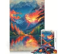 Serenità Radiosa︰ Tramonto sulle Alpi Puzzle a Specchio 1000 Pezzi per Adolescenti Rafforza la Memoria Divertimento Rilassante Bordo Liscio Lista dei Desideri di Babbo Natale (50x75cm)