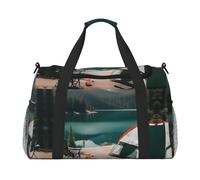 Serenity Lake Camping Print Weekender Pernottamento Carry On Bag Duffel Bag per Viaggi Donne Uomini Palestra Bagagli Borsa Carry on, Nero , Taglia unica