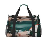 Serenity Lake Camping stampa borse da notte per donne e uomini borsa a tracolla borsa a tracolla per viaggi essenziali da viaggio, nero, Taglia unica