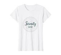 Serenity Now: Zen Lotus Mandala Meditazione Consapevolezza Maglietta, Donna, Bianco, L