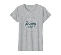 Serenity Now: Zen Lotus Mandala Meditazione Consapevolezza Maglietta, Donna, Grigio Melange, L