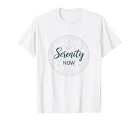 Serenity Now: Zen Lotus Mandala Meditazione Consapevolezza Maglietta, Uomo, Bianco, L