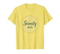 Serenity Now: Zen Lotus Mandala Meditazione Consapevolezza Maglietta, Uomo, Limone, L