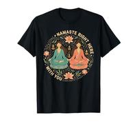 Sereno Namaste Yoga Lotus Meditazione Arte Maglietta