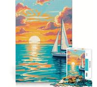 Sereno tramonto pastello con barca a vela - Puzzle da 1000 pezzi per adolescenti - Giocattolo intelligente per il tempo libero - Taglio preciso - Lista dei desideri di Babbo Natale (38x26cm)