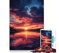 Sereno tramonto sul lago, puzzle da 1000 pezzi per ragazzi, gioco di logica solido, divertimento rilassante, taglio di precisione, (50x75cm)