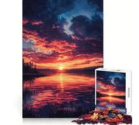 Sereno tramonto sul lago, puzzle da 1000 pezzi per ragazzi, gioco di logica solido, divertimento rilassante, taglio di precisione, (50x75cm)