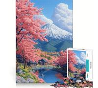 Sereno villaggio giapponese con ciliegi in fiore e monte Fuji - Puzzle per ragazzi da 1000 pezzi - Giocattolo intelligente - Tempo libero - Taglio preciso - Lista dei desideri di Babbo Natale