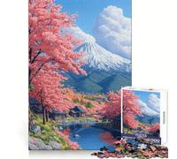 Sereno villaggio giapponese con ciliegi in fiore e monte Fuji - Puzzle per ragazzi da 1000 pezzi - Giocattolo intelligente - Tempo libero - Taglio preciso - Lista dei desideri di Babbo Natale