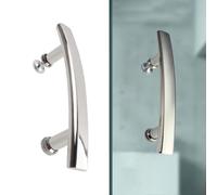 Serenophile Maniglia per porta della doccia in acciaio inossidabile cromato, 240 mm, pomello curvo per tubi piatti per recinzioni in vetro con foro centrale da 145 mm, finitura argentata, raccordo di