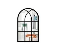 Serenophile Specchio da parete imitazione 3D, arco semicircolare con cornice in legno acrilico, adesivo decorativo, autoadesivo per la casa per soggiorno, camera da letto, corridoio, 42 x 27 cm