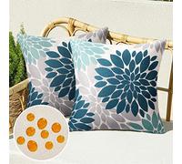 Serento Copricuscini Federe Cuscini Divano 50x50 Fodere per Cuscino Impermeabili Set da 2 Dalia Fiore Blu Federe Quadrati Esterno Decorativi Moderno Giardino Arredo Balcone Soggiorno Letto Sedia