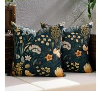 Serento Fodere per Cuscino da Esterno 50x50 cm Verde, Motivo Floreale Impermeabile per L'Estate, Set di 2, Federe Quadrate In Stile Rustico per Soggiorno, Balcone, Divano, Giardino, Patio, Casa