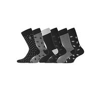 SERGE BLANCO Calzini Uomo cotone pettinato, set di 6 Calze Uomo Lunghe, divertenti, comodi e morbidi, Nero, Grigio, Taglie 43/46