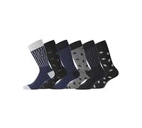 SERGE BLANCO Calzini Uomo cotone pettinato, set di 6 Calze Uomo Lunghe, divertenti, confortevoli e Traspirante, Nero, Grigio, Taglie 43/46