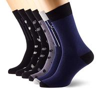 SERGE BLANCO Calzini Uomo Cotone pettinato, set di 6 Calze Uomo Lunghe, divertenti, confortevoli e Traspirante, Nero, Grigio, Taglie 39/42