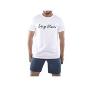 SERGE BLANCO Pigiama Uomo Cotone 100%, Set Maglietta e Pantaloni Corti Uomo, Morbido e Confortevole, Bianco, Taglie XXXL