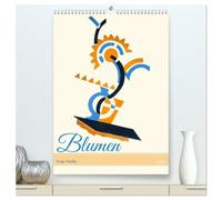 Serge Gladky - Blumen (hochwertiger Premium Wandkalender 2026 DIN A2 hoch), Kunstdruck in Hochglanz: Kubistische florale Entwürfe im Stil des Art Deco!