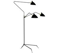 Serge Mouille Lampadaire 3 Lampada da Terra Nero e Ottone