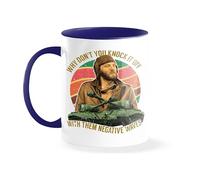 Sergeant Oddball Negative Waves Kellys Heroes Donald Sutherland Vintage 70s War Movie Funny Tazza bianca con bordo e manico blu