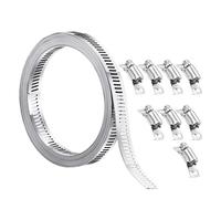 Sergenti flessibili regolabili, Kit di fissaggio for fascette stringitubo a vite senza fine in acciaio inossidabile 304, 9,8-34,4 piedi, argento, diverse dimensioni(9.8Feet with 6Heads)