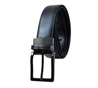 Sergio Tacchini Cintura Reversibile Uomo In Vera Pelle, Fibbia Rettangolare, Regolabile e Accorciabile (110/125, Nero/Blu)