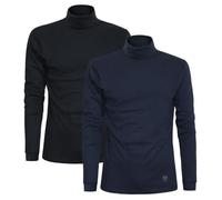 Sergio Tacchini Maglia da Uomo Dolcevita Caldo Cotone, 2pz Ass (Blu, Nero) XL