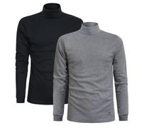 Sergio Tacchini Maglia da Uomo Dolcevita Caldo Cotone, 2pz Ass (Grigio, Nero) XXL