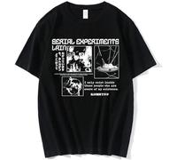 Serial Experiments Lain Anime T-Shirt Japanese Manga Harajuku Tee Shirt Ullzang Cartoon Funny Short Sleeve Tops T Shirts Size XXL