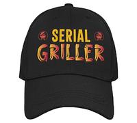 Serial Griller Cappello Uomo Regalo Compleanno Originale Idee Regali per Lui per Natale Taglia Unica Cappello Nero con Visiera Barbecue Grigliata (Nero)