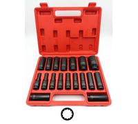 Serie 18 Bussole Poligonali Lunghe Ad Impatto 8-32mm Attacco Quadrato da 1/2"