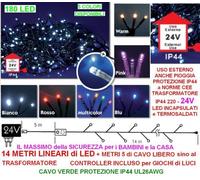 SERIE 180 LED Mt.14+5 MULTICOLOR CAVO VERDE da ESTERNO ALTA SICUREZZA IP44 24V