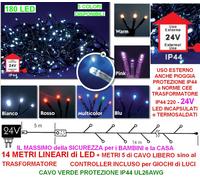 SERIE 180 LUCI a LED Mt.14 da ESTERNO ALTA SICUREZZA con TRASFORMATORE IP44 24V