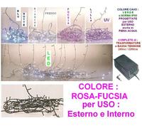 SERIE 180 LUCI LED NATALE ROSA-FUCSIA Mt.10+5 Alta SICUREZZA ESTERNO 24V 119404