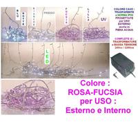 SERIE 180 LUCI LED NATALE ROSA-FUCSIA Mt.10+5 Alta SICUREZZA ESTERNO 24V 119405