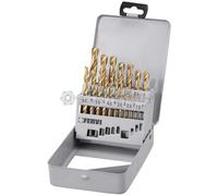 SERIE 19 PZ PUNTE RETTIFICATE RIVESTITE TIN HSS X TRAPANO 1-10 MM FERVI P061