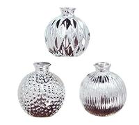 Serie 3 vasi, splendida decorazione in un look metallico alla moda, porcellana lucida in un magnifico tono argentato, forme diverse