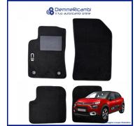 W-Parts Serie 4 TAPPETI - TAPPETINI in Moquette Neri per C3 III dal 2016 con battitacco Cucito, Bottoni di Fissaggio e Striscia Antiscivolo