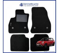 W-Parts Serie 4 TAPPETI - TAPPETINI in Moquette Neri per 500L dal 2017 in Poi con battitacco Cucito, Bottoni di Fissaggio e Striscia Antiscivolo