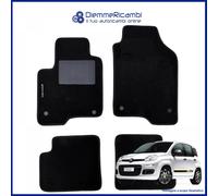 W-Parts SERIE 4 TAPPETI - TAPPETINI in MOQUETTE Neri per Panda III dal 2012 con battitacco Cucito, Bottoni di Fissaggio e Striscia Antiscivolo